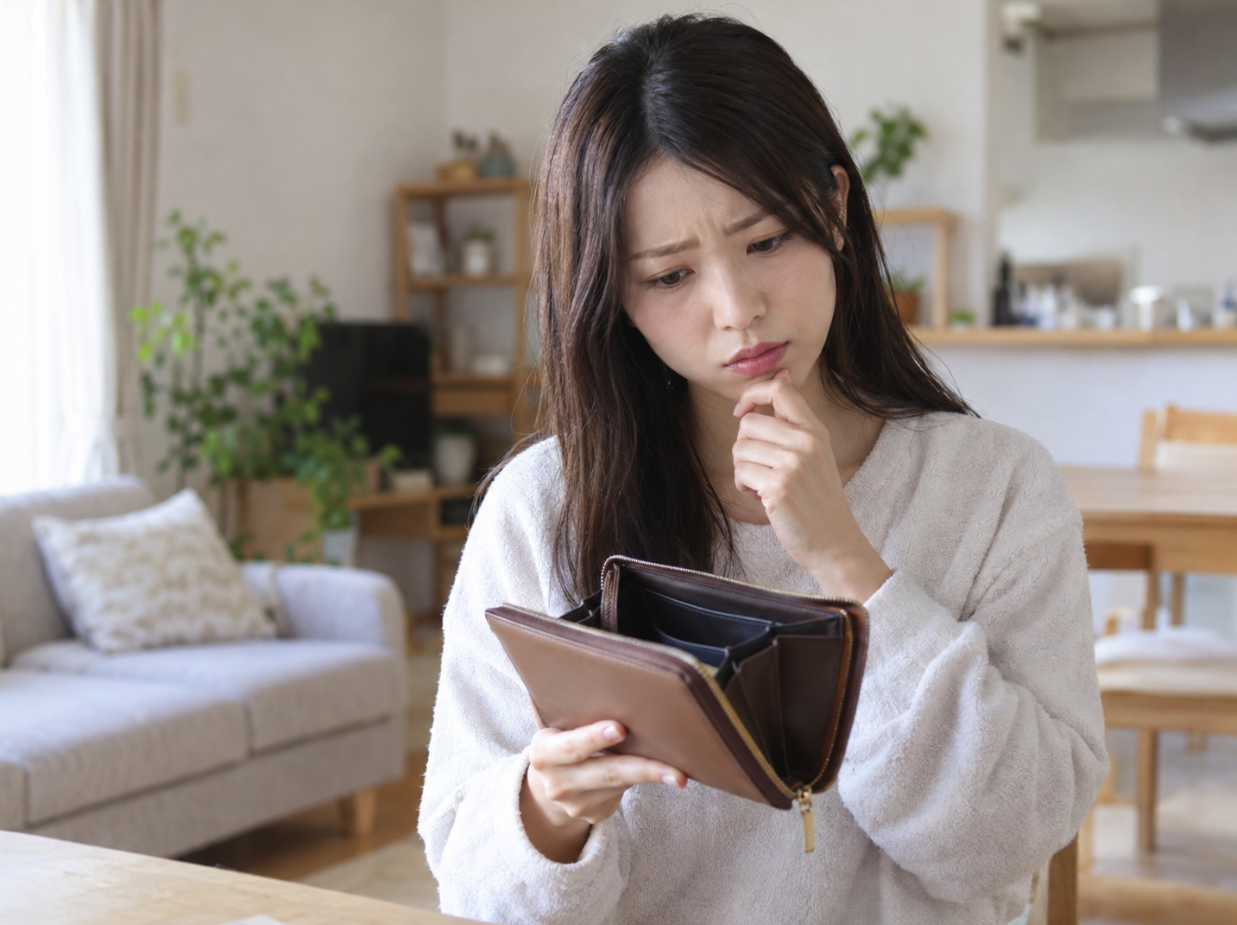 財布を手に治療費について考えている女性のイメージ